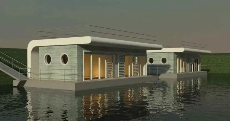 Houseboat Shiptech 12×6. The houseboat is designed to provide the full comfort of a family home, but with the added value of the surrounding environment.