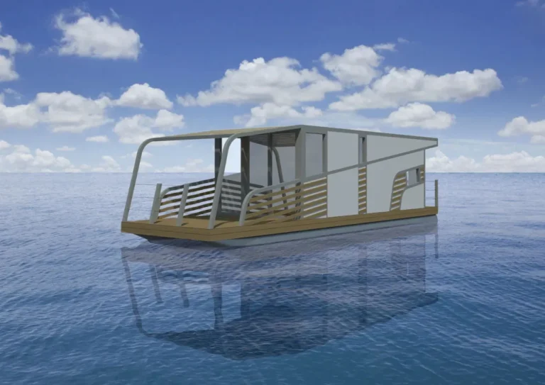 Houseboat Shiptech 11×3 projection. We have prepared for you a houseboat with dimensions of 11 x 3 m, which you can use as a motor or as a static boat according to your wishes.