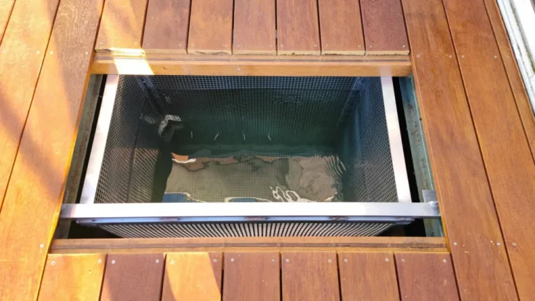 Fish cage. We try to design and subsequently produce such specialties for our customers. These are fish cages that are made of aluminum construction.
